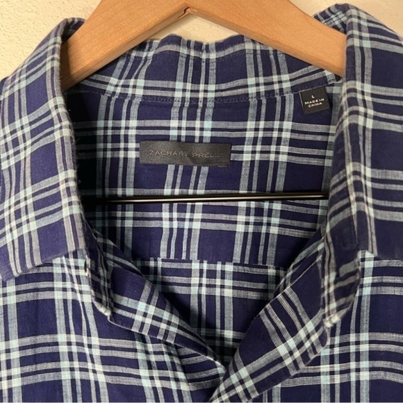 Zachary Prell Long Sleeve Button Up in Blue Plaid, size L - Picture 4 of 5